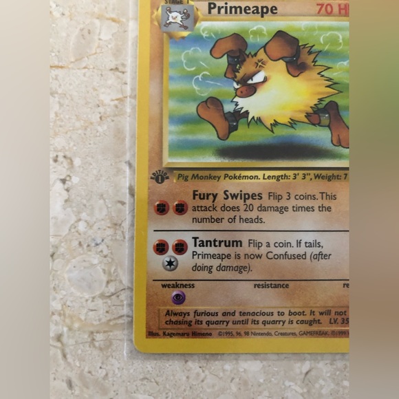 1990’s rare vintage 1st edition primeape Pokémon card 43/64 - Picture 2 of 4